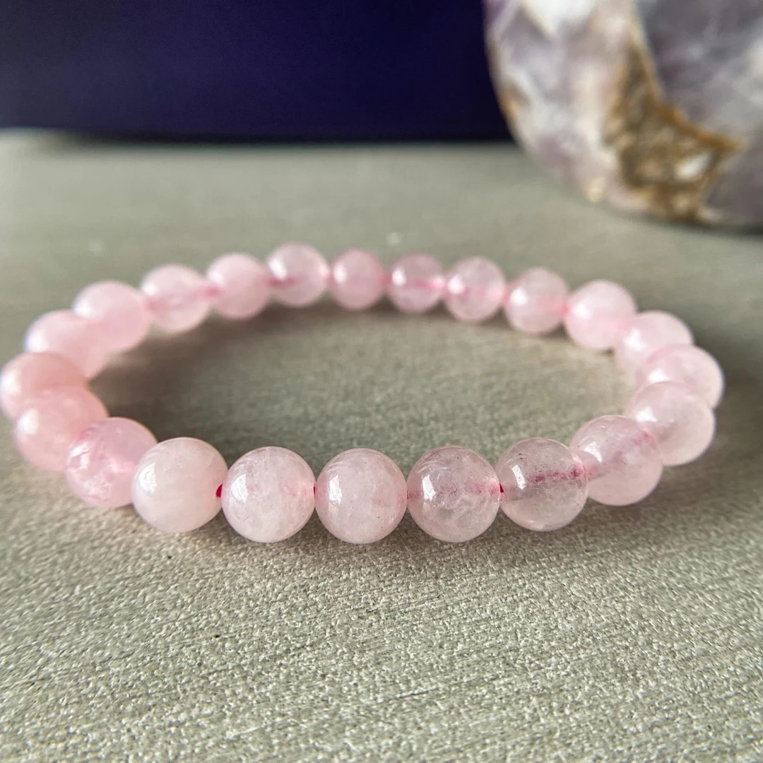 Noble Rose Quartz Bracelet Beaded Bracelet for Love by ASANA Natural Rose Quartz Crystal Bracelet... | Etsy (US)