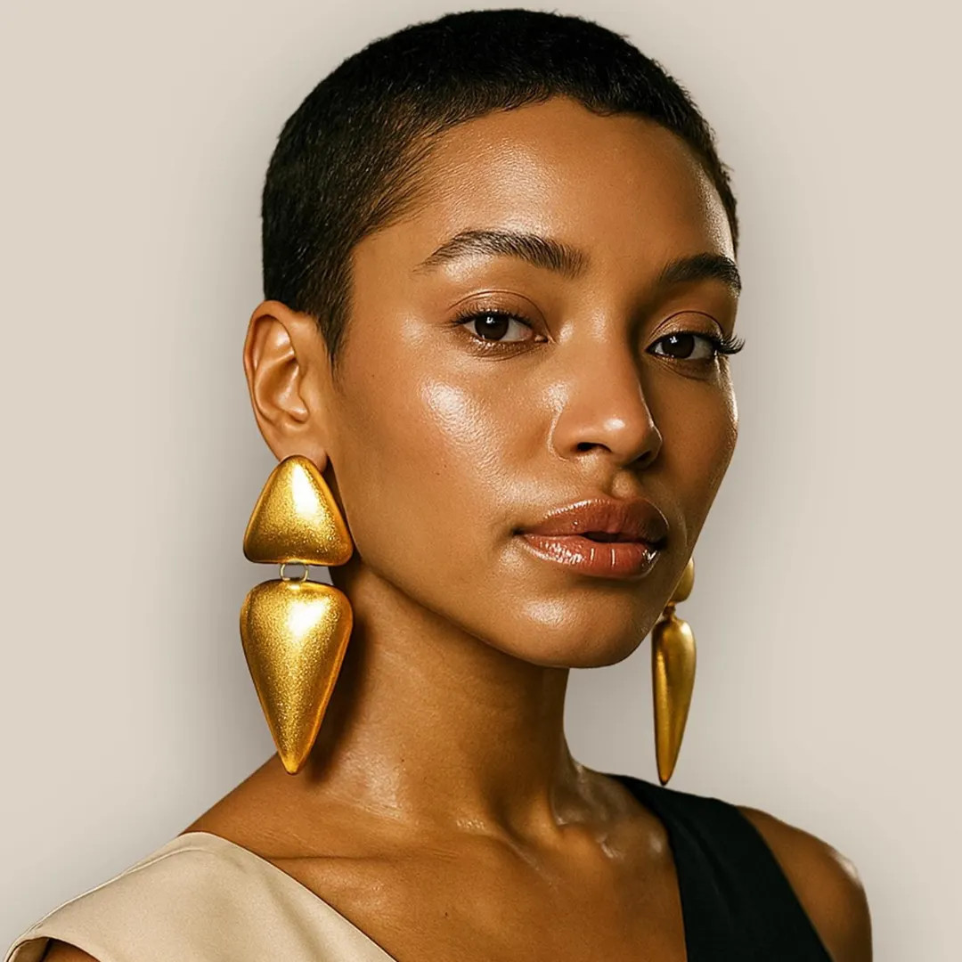 Big Gold Statement Dangle Earrings: Bold Geometric Boho African Jewelry | Etsy (US)