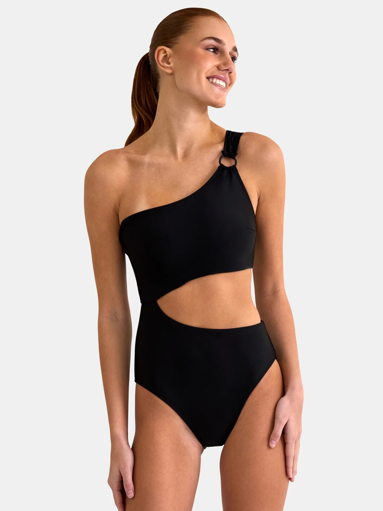 Jessica Simpson Women’s Cut Out One Shoulder One Piece Swimsuit, Sizes XS-XXL | Walmart (US)