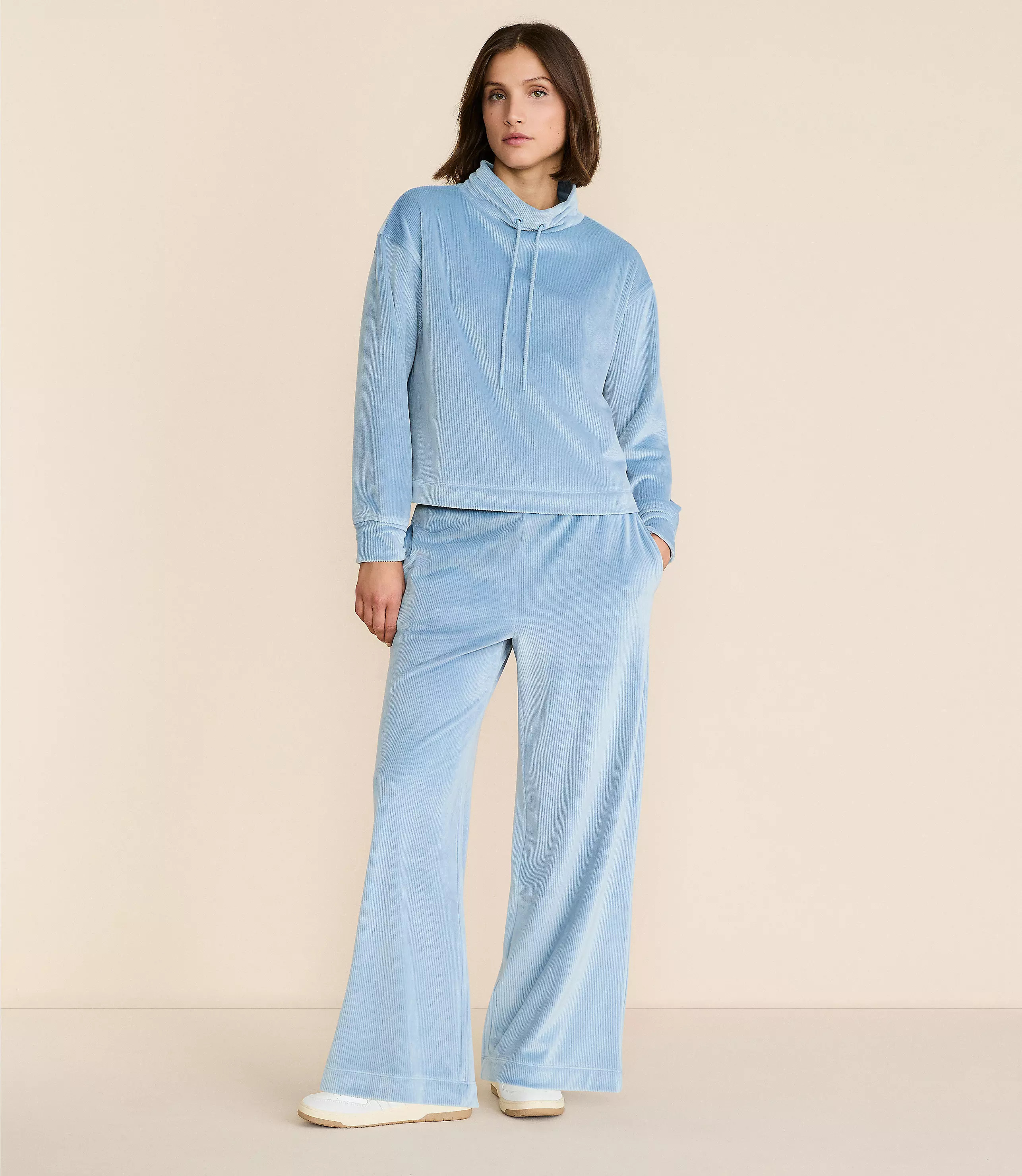 Lou & Grey Ribbed Velour Side Slit Flare Pants | LOFT