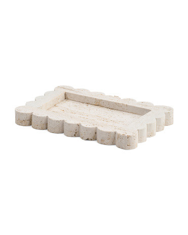 12x8 Travertine Fluted Tray | Marshalls