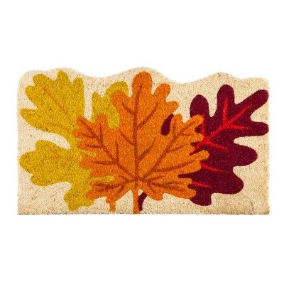 Evergreen Fall Leaves Shaped Indoor Outdoor Natural Coir Doormat 1'6"x2'6" Multicolored | Target