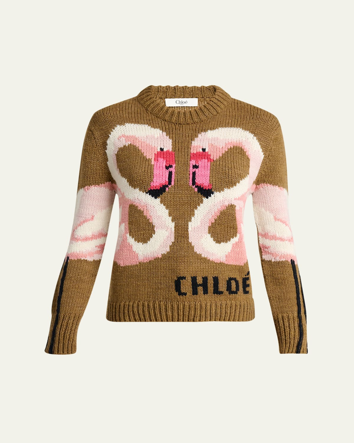 Flamingo Wool Knit Crewneck Sweater | Bergdorf Goodman