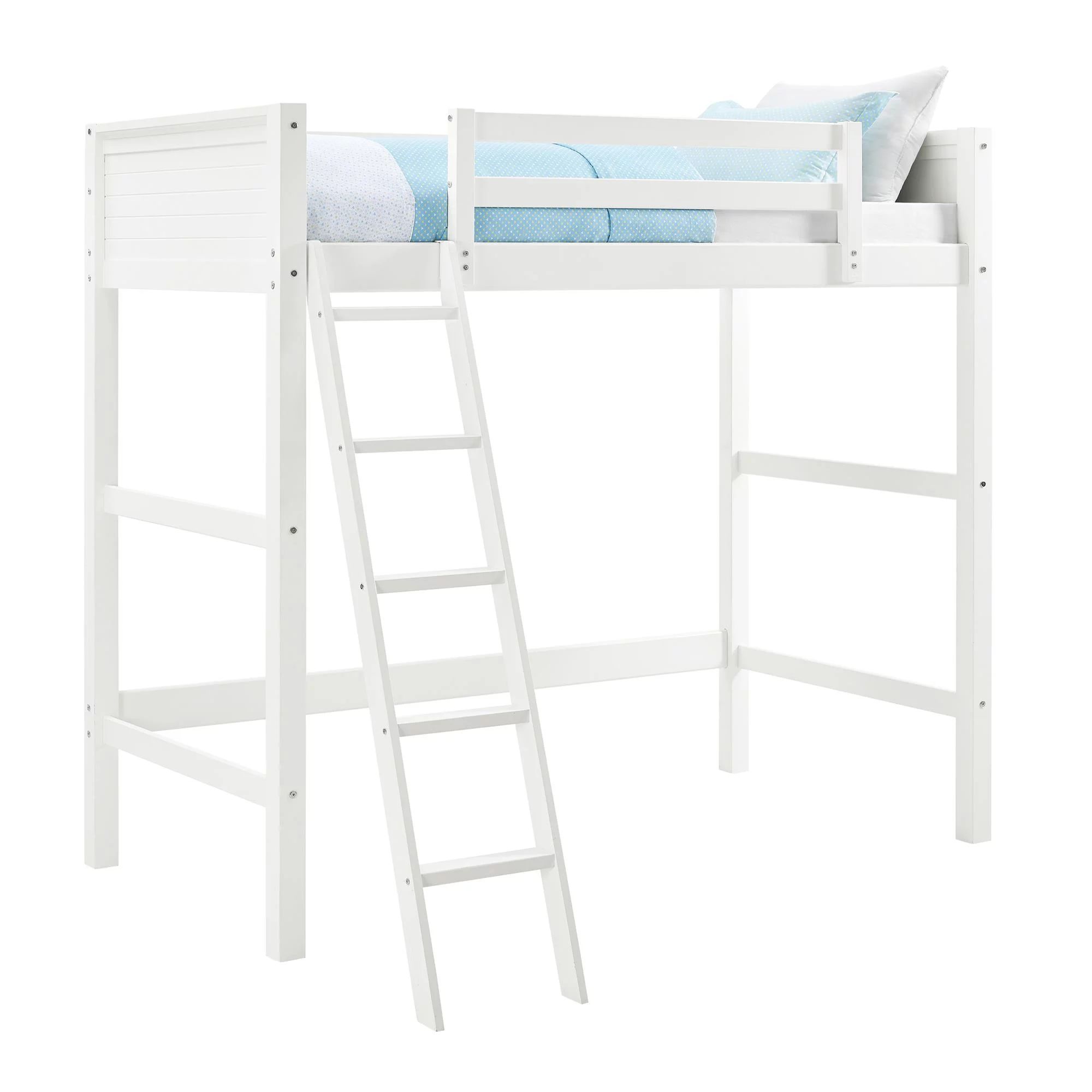 Your Zone Kids Wooden Loft Bed with Ladder, Walnut | Walmart (US)