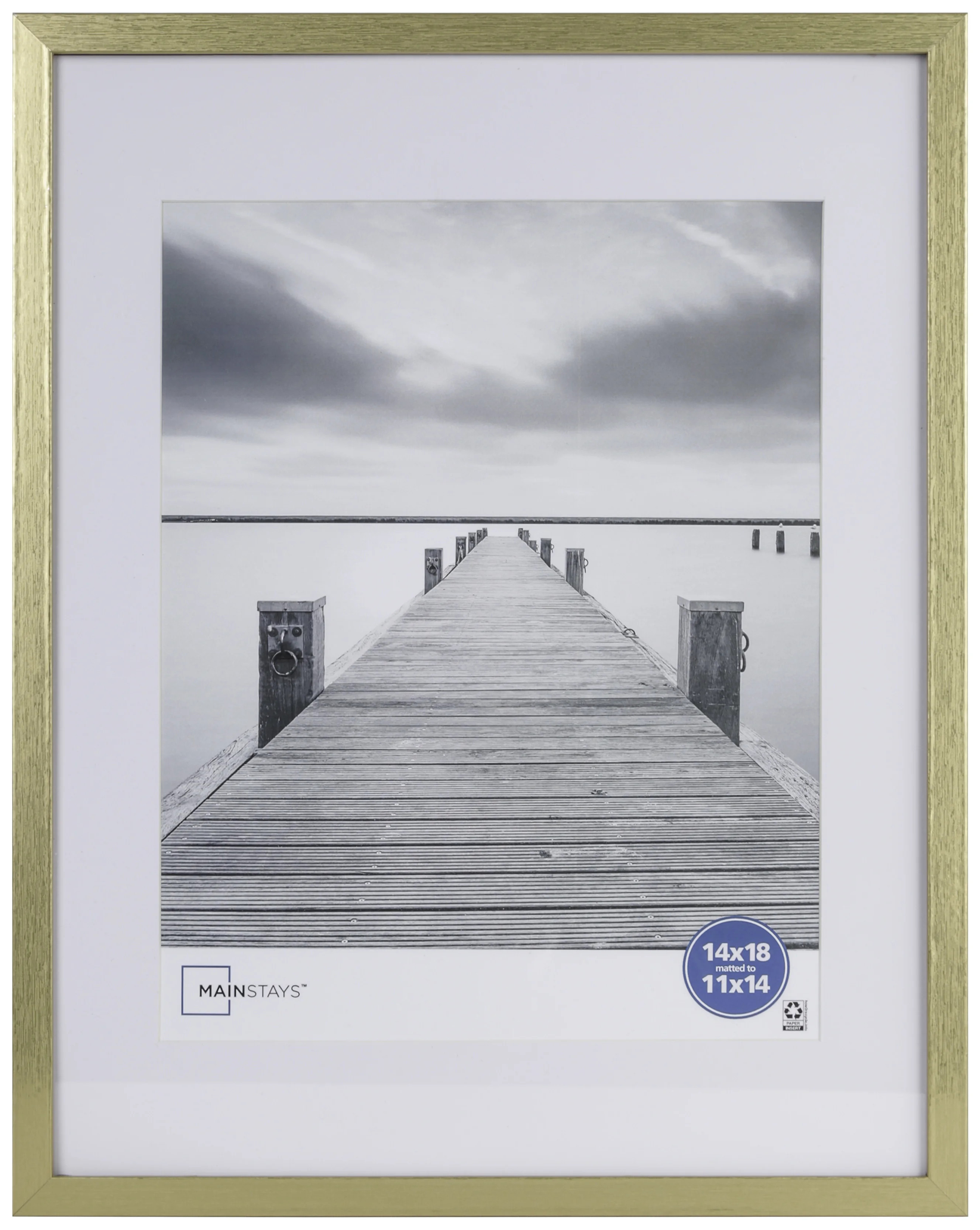 Mainstays 14x18 Matted to 11x14 Linear Gold Gallery Picture Frame - Walmart.com | Walmart (US)