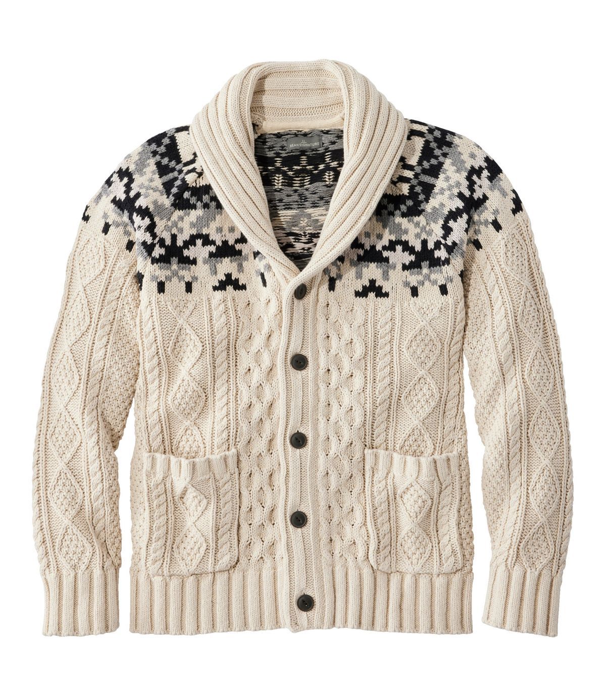 Men's Signature Cotton Fisherman Sweater, Shawl-Collar Cardigan, Fair Isle | L.L. Bean
