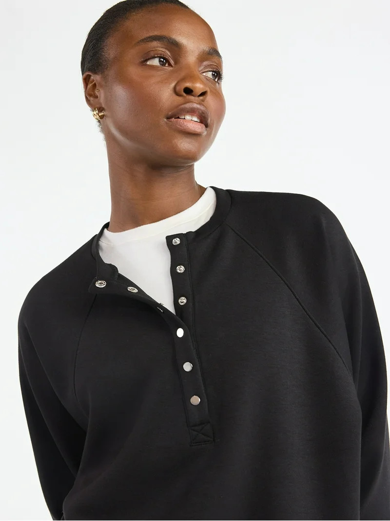 Scoop Women’s New Scubaknit Raglan Henley Top, Sizes XS-XXL | Walmart (US)