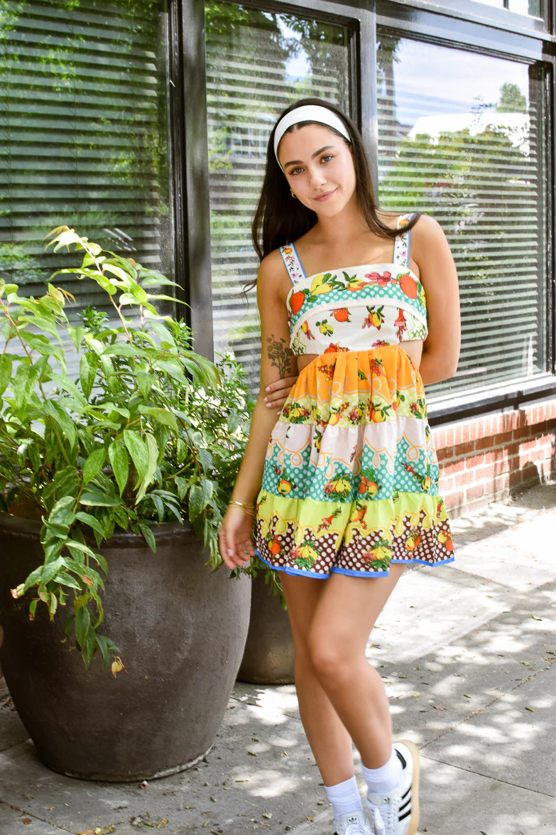 Summer in Portofino Lemon Print Mini Dress | Confête