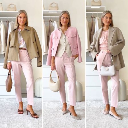 3 x pink cigarette trousers for work 

‼️Don’t forget to tap 🖤 to add this post to your favorites folder below and come back later to shop

Make sure to check out the size reviews/guides to pick the right size

Work Wear, Spring Style, Spring Outfit Inspiration, Pink Tailored Trousers, Beige Blazer, Pink Jacket, Waistcoat, City Outfit, Smart Casual, Smart, H&M, & Other Stories 

#LTKSeasonal #LTKstyletip #LTKeurope