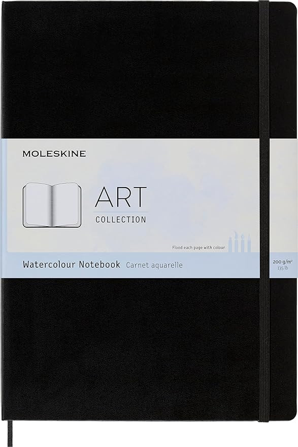 Moleskine Art Watercolor Notebook, Hard Cover, A4 (8.25" x 11.75") Plain/Blank, Black, 60 Pages | Amazon (US)