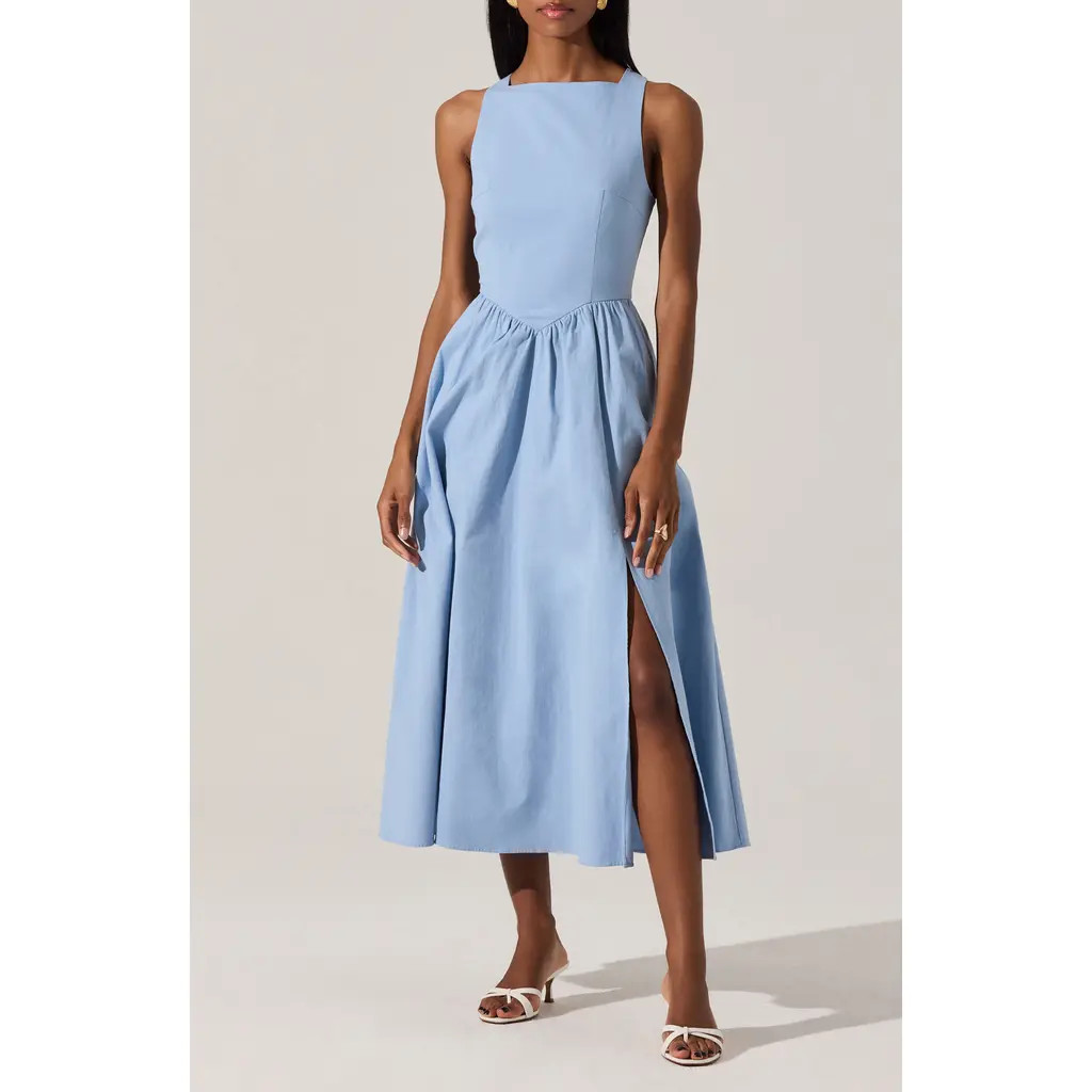 ASTR the Label Bow Back A-Line Dress in Blue at Nordstrom, Size Small | Nordstrom
