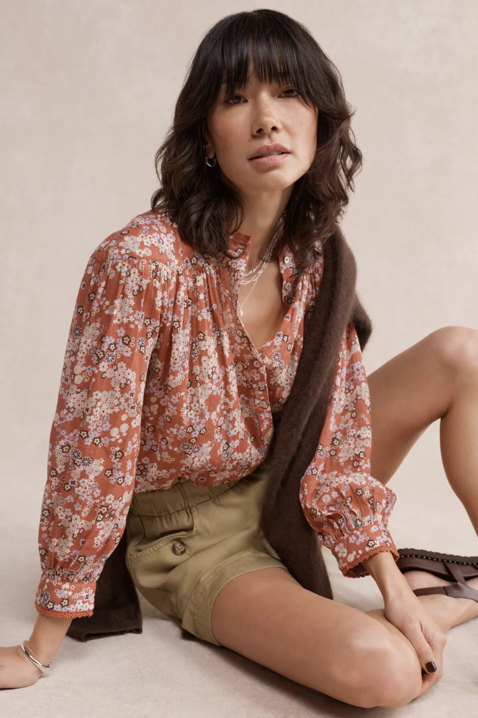 Nova Blouse - Warm Clay Layered Ditsy | WYSE London