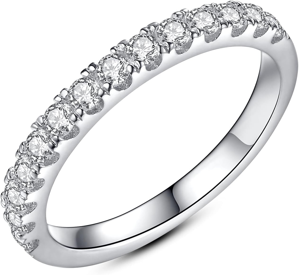 IMOLOVE Moissanite Wedding Band Wedding Rings for Women 925 Sterling Silver Rings with 18K White Gold Plated Eternity Stackable Engagement Ring Anniversary Band Size 3-12 | Amazon (US)