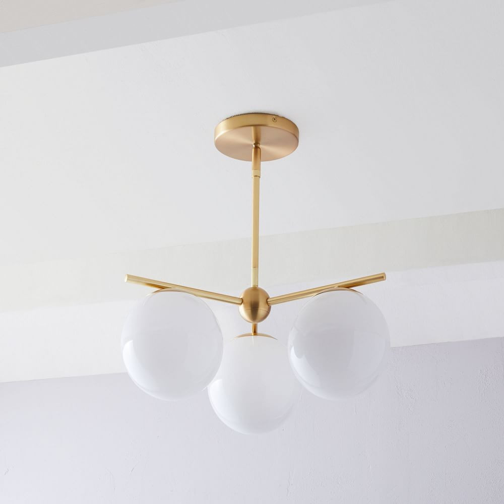 Sphere &amp; Stem 3-Light Chandelier - Milk | West Elm (US)