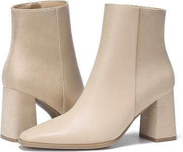 ALICEPUB Women's Ankle Boots Chunky Heel Boots Leather & Suede Booties for Women Fall Short Boots... | Amazon (US)