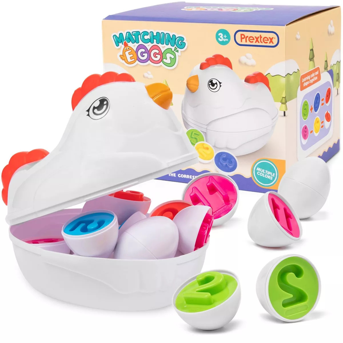 PREXTEX Find and Match Easter Eggs with Hen/Chicken Carry Case- 12 Pieces, White | Target