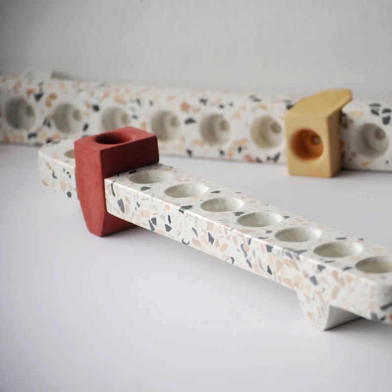 Terrazzo Menorah, Hanukkah Menorah, Jewish Menorah for Hanukkah, Hanukkah Gift, Contemporary Juda... | Etsy (US)