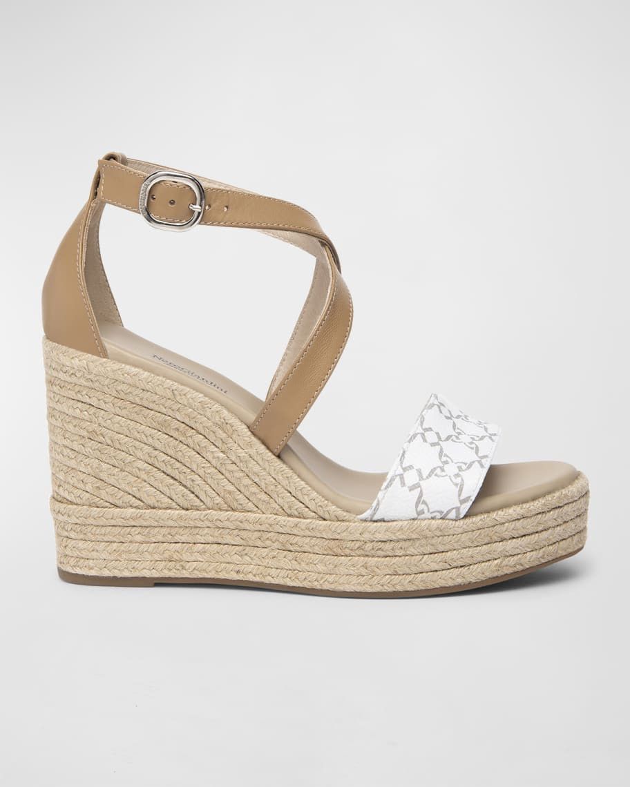 NeroGiardini Logo Wedge Espadrille Sandals | Neiman Marcus