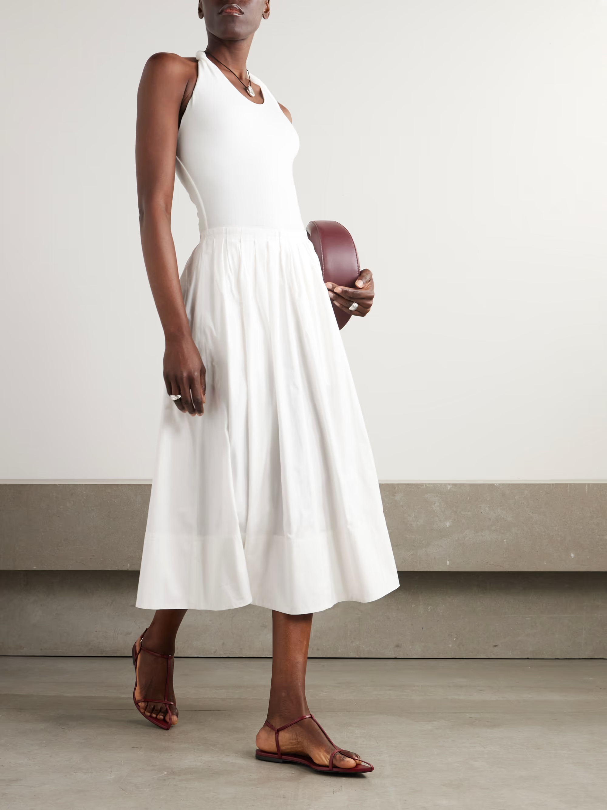 Austin pleated cotton-poplin midi skirt | NET-A-PORTER APAC