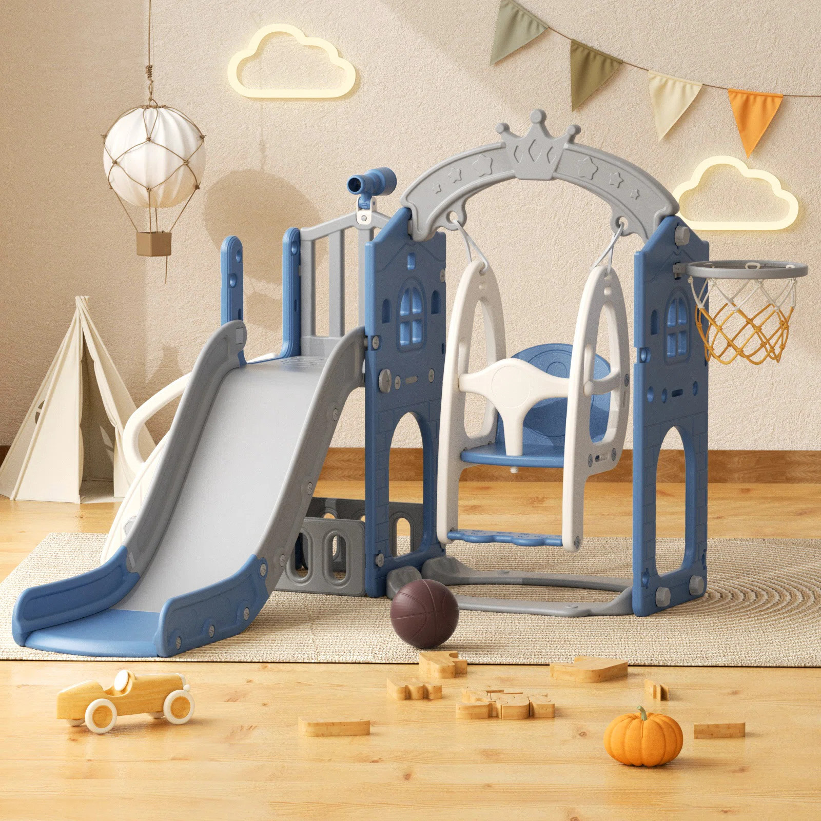6-in-1 Toddler Swing and Slide Set, Kids Slide with Climber | Wayfair North America