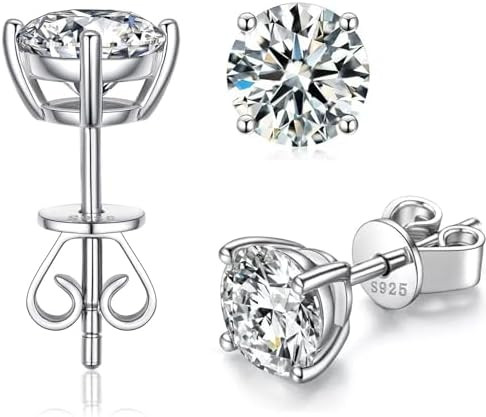 Moissanite Earrings Studs 1CT-3CT Hypoallergenic S925 Sterling Silver Earring for Women Men 18K G... | Amazon (US)