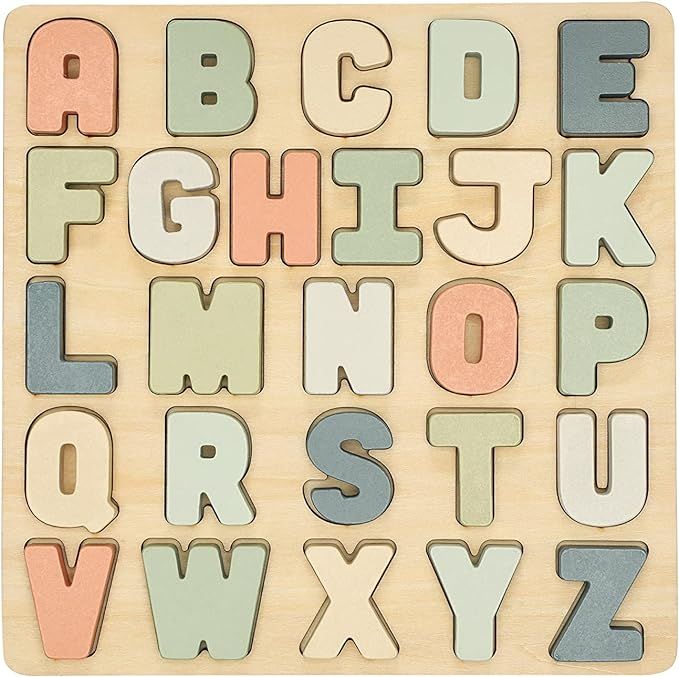 Pearhead Wooden Alphabet Puzzle, Easter Basket Stuffers Toddler Boys and Girls, Colorful ABC Lett... | Amazon (US)