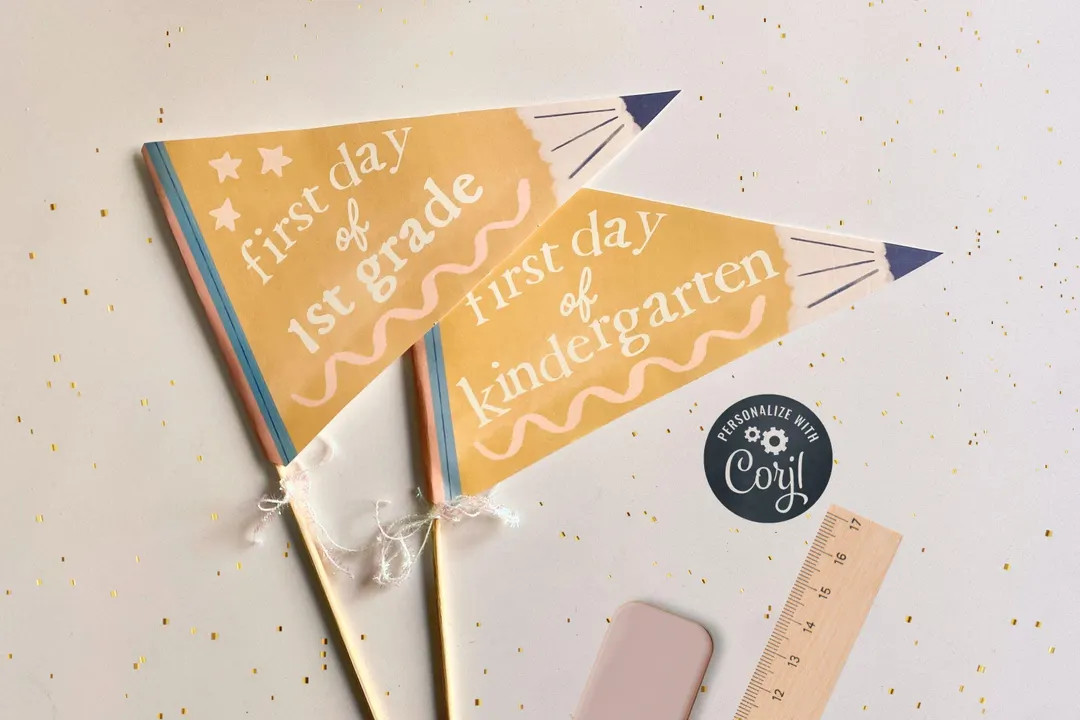 First Day of School Pennant Flag Editable, Back to School Printables, 1st Day of School Sign, Cus... | Etsy (US)