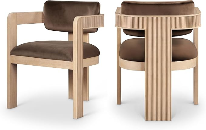 Meridian Furniture 11094Brown-C Sacha Collection Art Deco Dining Chair, Ultra Luxe Brown Velvet, ... | Amazon (US)