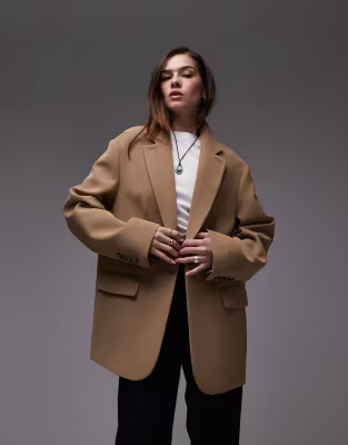 Topshop co ord oversized slouchy blazer in taupe | ASOS (Global)