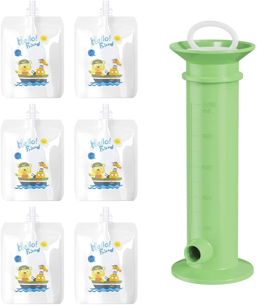7 PCS Kit Baby Food Pouch Maker, Toddler Fruit Squeeze Puree Filler for Kids, Reusable Pure Color... | Amazon (US)