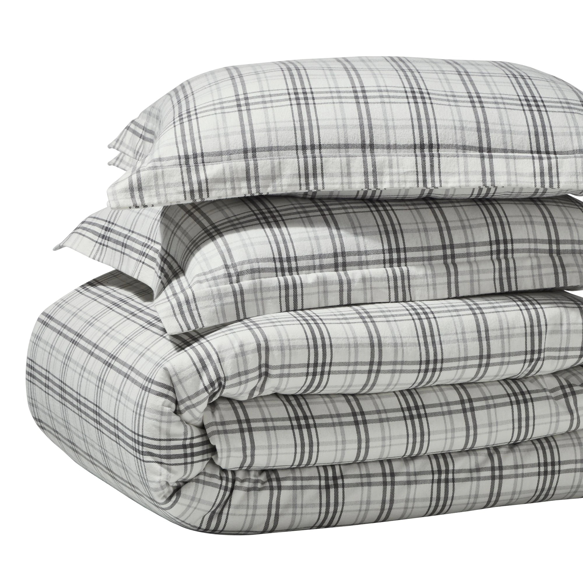Superior Plaid Flannel Cotton Classic Rustic Farmhouse Duvet Cover Set | Bed Bath & Beyond
