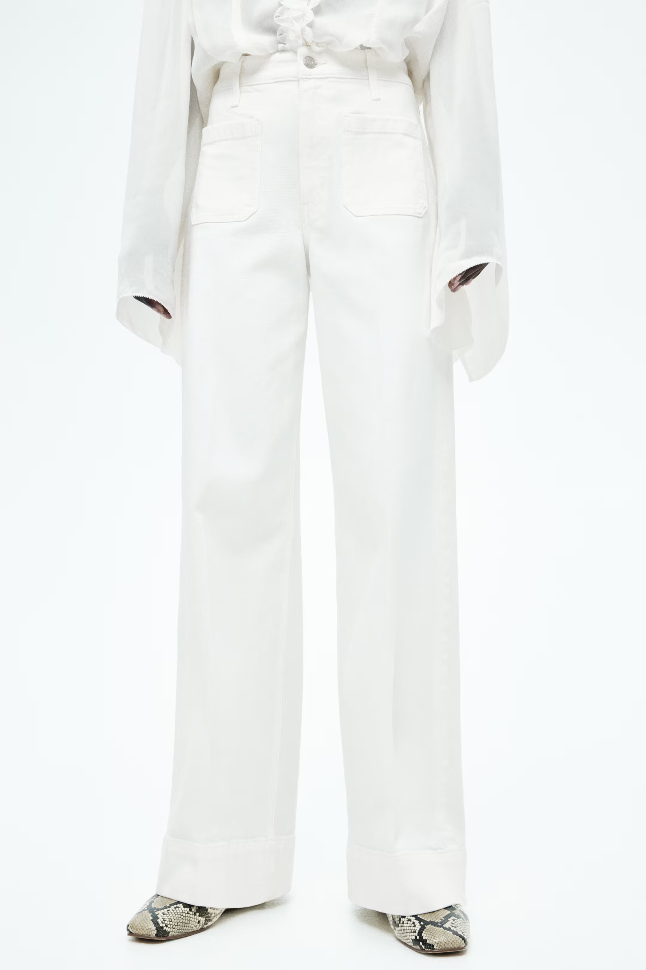 Wide High Jeans - White - Ladies | H&M US | H&M (US + CA)