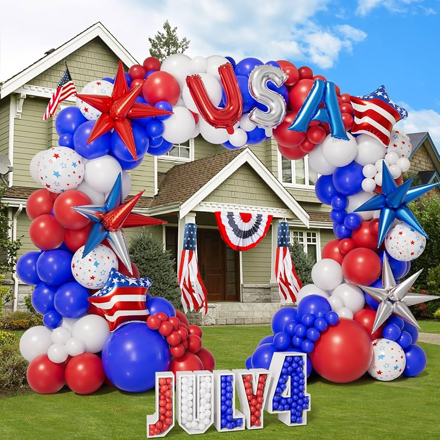 158pcs Red White and Blue Balloons Garland Arch Kit for Patriots Day 4th of July Memorial Veteran... | Amazon (US)