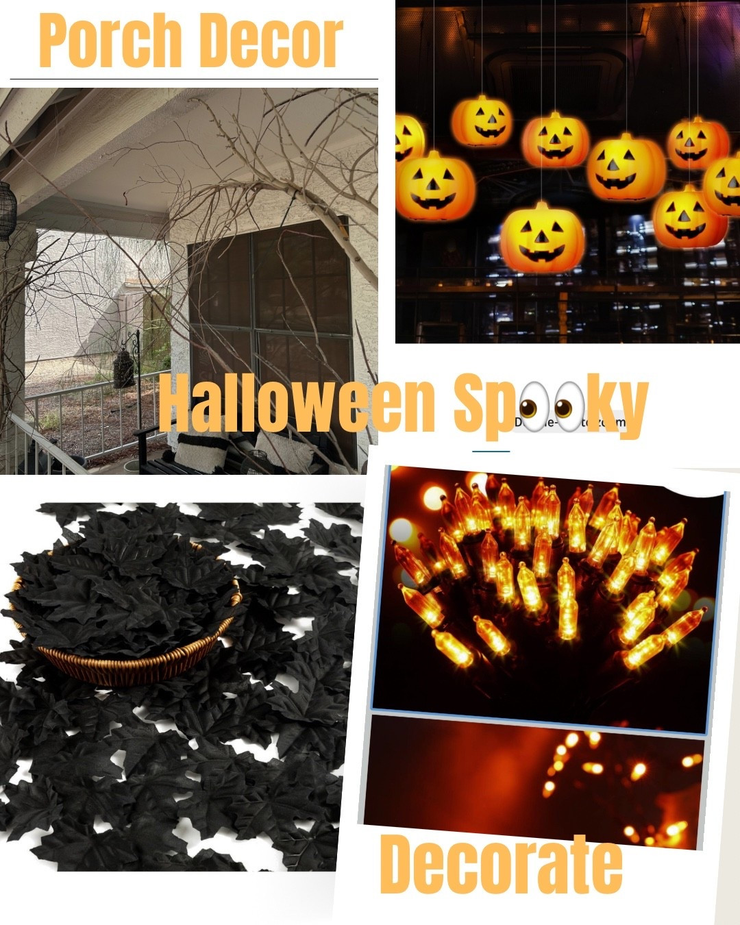 Amazon items needed for a Spooky Porch.  Find branches outside use them. Hang pumpkins from them, Add maple leaves and bats, or foliage. Don’t forget to add the spooky lights.  

#LTKSeasonal #LTKHalloween #LTKFamily