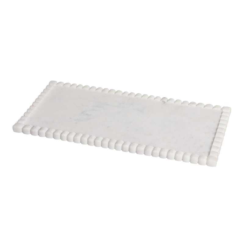 White Ribbed Marble Tray, 14x7 | At Home