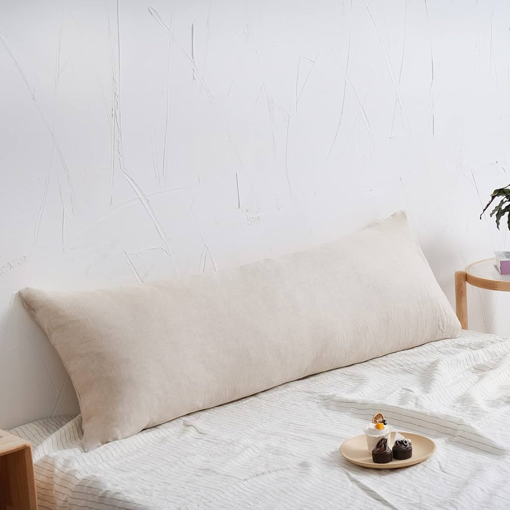Linen Body Pillow Cover 20x54inches Long Pillowcase Natural Linen Pillowcases Soft Breathable Moi... | Amazon (US)