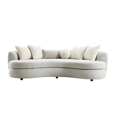Iniko Beige Boucle Sofa With Toss Pillows | Wayfair North America