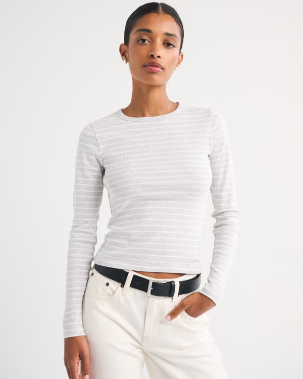 Long-Sleeve Tuckable Jersey Baby Tee | Abercrombie & Fitch (US)