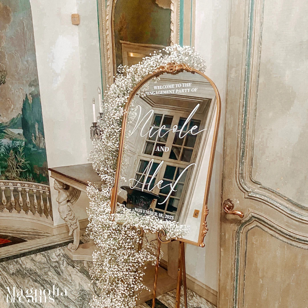 Elegant Wedding Welcome, Large Gold Mirror Arch With Flourish Design Customizable Trendy Wedding ... | Etsy (US)