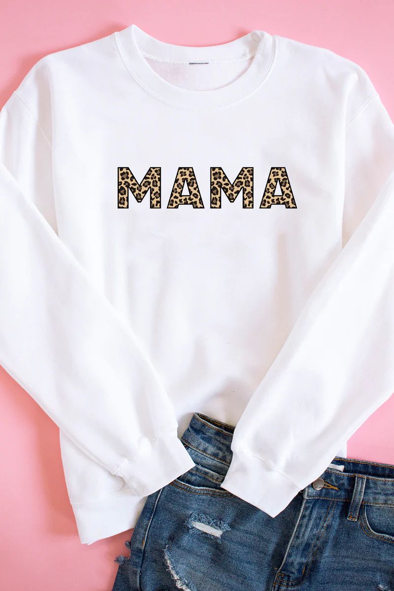 Mama Animal Print Graphic Sweatshirt | The Pink Lily Boutique
