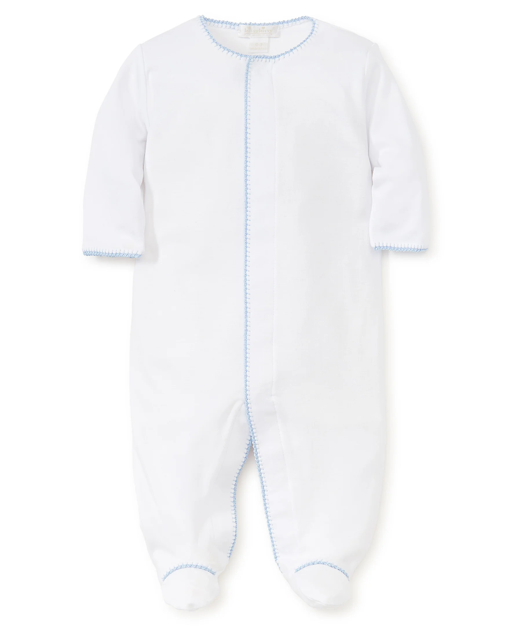White/Blue New Premier Basics Footie | Kissy Kissy