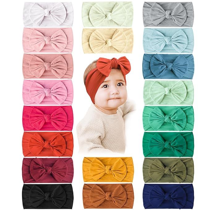 Prohouse 20PCS Baby Nylon Headbands Hairbands Hair Bow Elastics for Baby Girls Newborn Infant Tod... | Amazon (US)