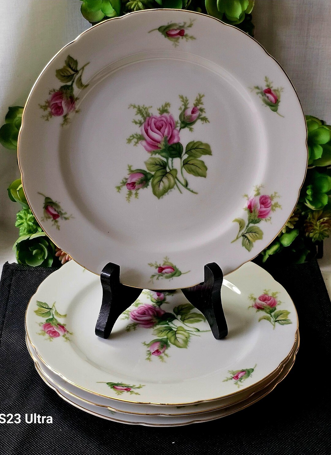 Vintage M W (Mino ware ?) made in Japan set of 4 Fine Porcelain floral pink roses design bread de... | Etsy (US)