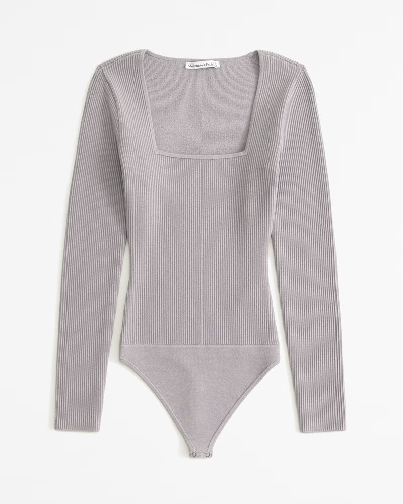 Women's Long-Sleeve Ottoman Squareneck Bodysuit | Women's Tops | Abercrombie.com | Abercrombie & Fitch (US)