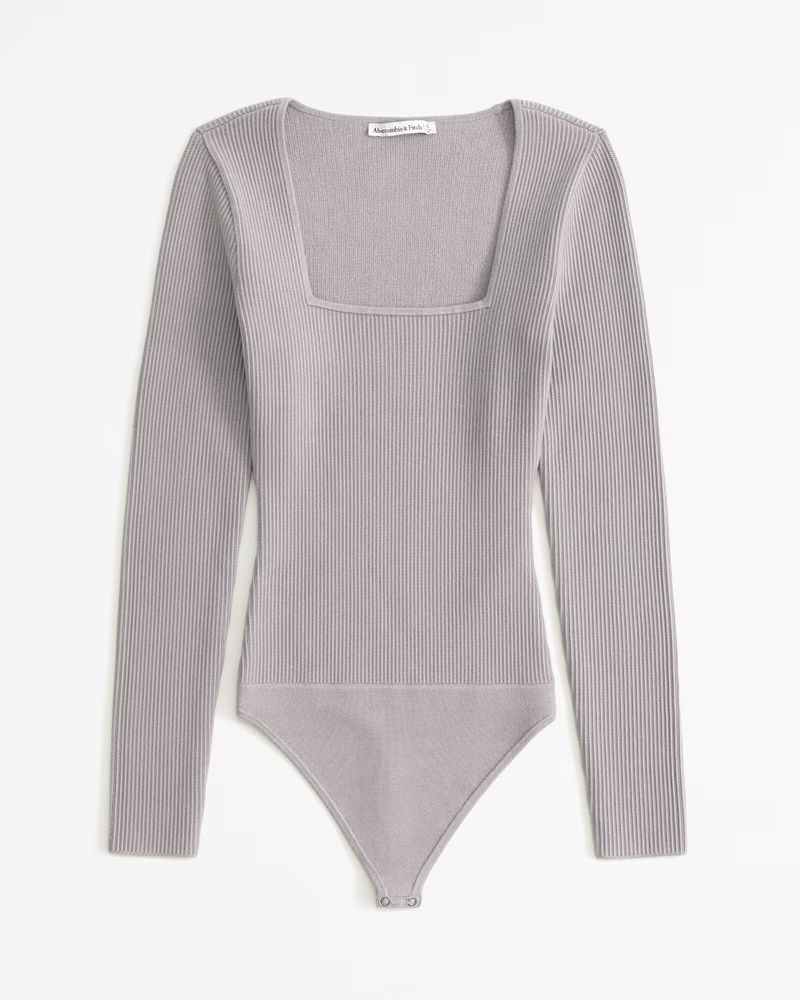 Long-Sleeve Ottoman Squareneck Bodysuit | Abercrombie & Fitch (US)