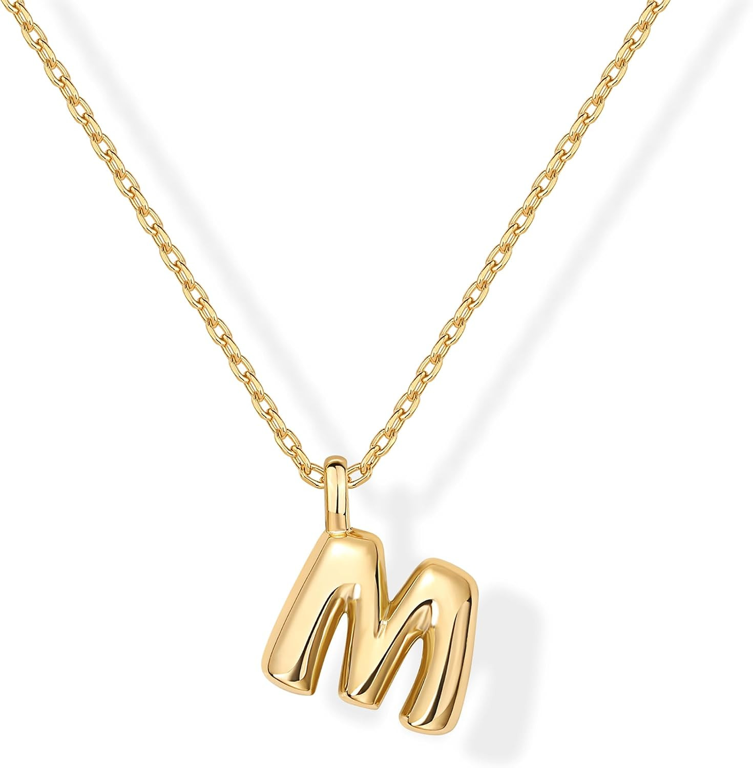 PAVOI 14K Gold Plated Dainty Chunky Bubble Initial Letter Pendant Necklace for Women | Alphabet Letter Necklace | Amazon (US)
