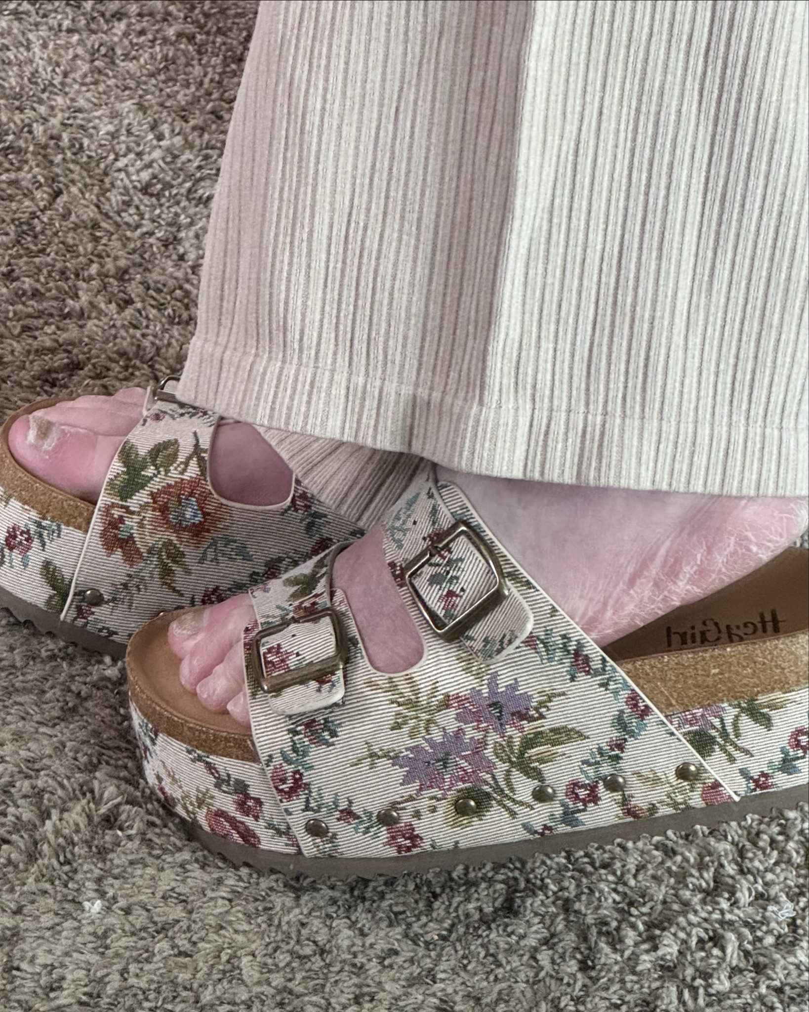 Look at these stylin’ platform sandals! Just your regular, everyday platform sandals except they are elevated by this beautiful floral tapestry fabric, not to mention the suede footbed, molded inner sole & classy metallic adjustable buckles. #corkys #platformsandals #shoesofsummer

#LTKFindsUnder100 #LTKxMadewell #LTKShoeCrush