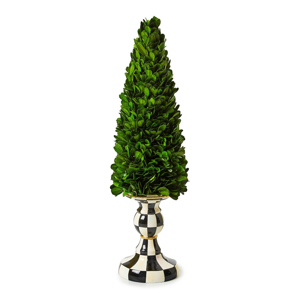 Courtly Check Medium Pedestal Boxwood Tree | MacKenzie-Childs