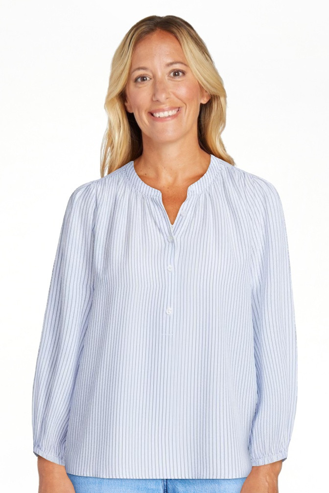 Free Assembly Women's Shirred Cotton Button Down Blouse with Long Sleeves, Sizes XS-XXL | Walmart (US)