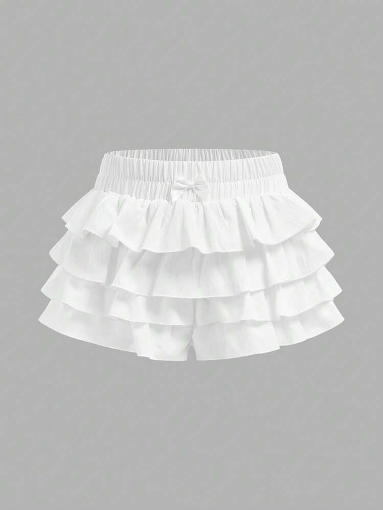 Maija Kids Maija Kids Young Girl Woven Solid Color Fitted Casual Shorts | SHEIN